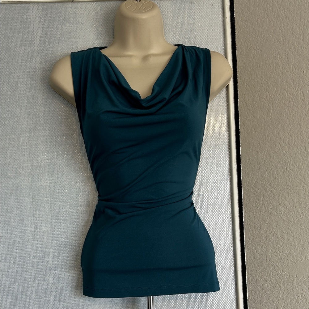 Banana Republic Teal Sleeveless Drape Neck Top